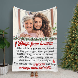 Hug From Heaven, Custom Photo Memorial Blanket, Christmas Gift For Family - Blanket - GoDuckee