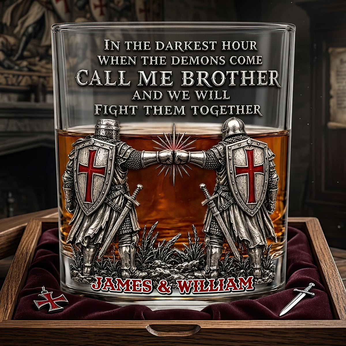Brothers In Arms Round Glass - Personalized Gift For Brothers 02NADT060626 - Glass - GoDuckee