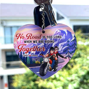 No Ride Is Too Long When We're Riding Together, Personalized Biker Couple Keychain - Keychains - GoDuckee