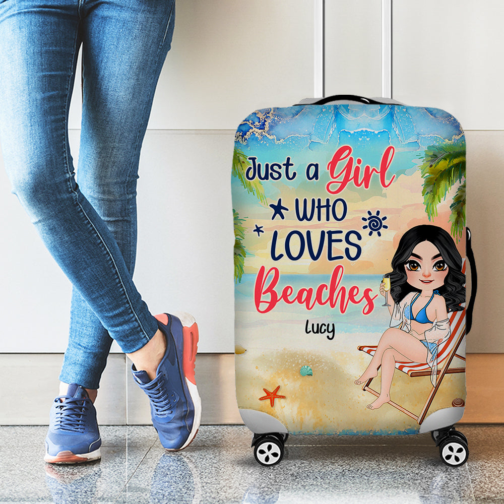 Just A Girl Who Love Beaches, Gift For Summer Girl, Personalized Luggage Cover, Sun Tan Girl Luggage Cover, Summer Gift - Tote Bag - GoDuckee