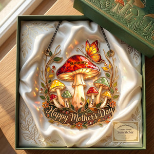 Whimsical Mushroom Mom Suncatcher - Personalized Gift For Moms 04PALU140426