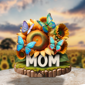 Butterfly Kids On Sunflowers Acrylic Plaque - Personalized Gifts For Mom 01QHPU010425 - Shaped Plaques - GoDuckee