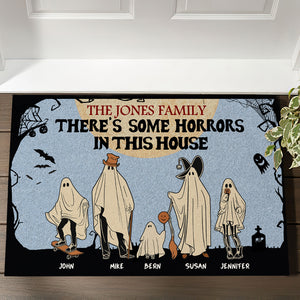 There's Some Horrors In This House, Gift For Family, Personalized Doormat, Ghost Family Dootmat, Halloween Gift - Doormat - GoDuckee
