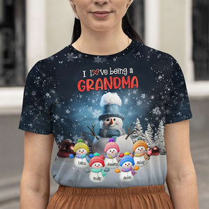 Personalized Gifts For Grandma Shirt, Christmas Cute Snowman 03NAPU310724 - AOP Products - GoDuckee