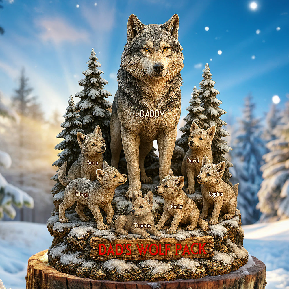 Dad's Wolf Pack Acrylic Plaque Personalized Gifts For Dad 02XQQN030525-Homacus