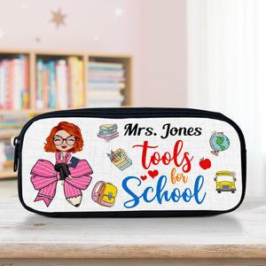 Personalized Gifts For Teacher Pencil Case, Teacher With Coquette Bow 04NADC170724HH - Pencil Case - GoDuckee