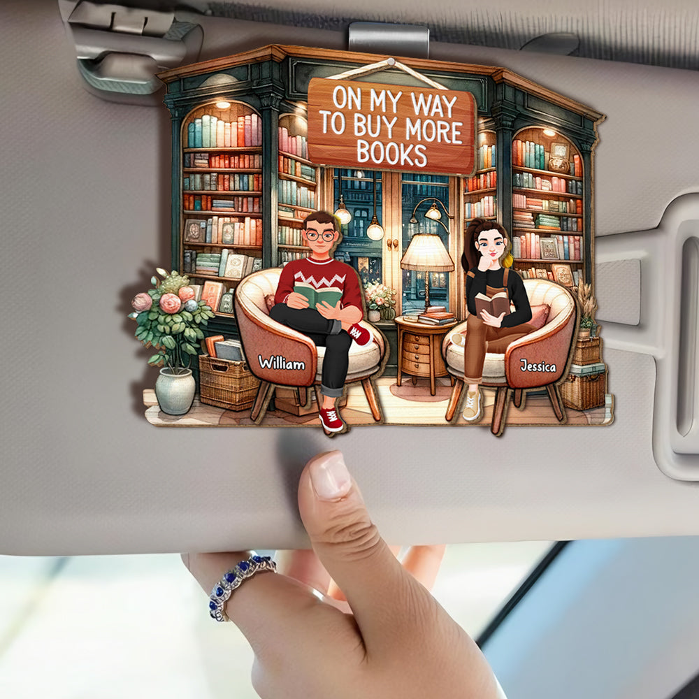 Personalized Gifts For Book Lover Car Visor Clip 04XQDT030325PA On My Way To Buy More Books - Car Visor Clip - GoDuckee