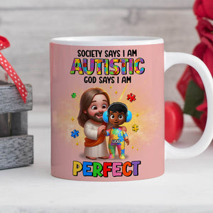 Personalized Gifts For Autism Kid Mug, God Protect Him/ Her In His Arms 01qhtn050325 - Coffee Mug - GoDuckee