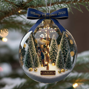 Honoring the Lineman Christmas Ornament Personalized Gifts For Lineman 02PGLU061025 - Ornament - GoDuckee
