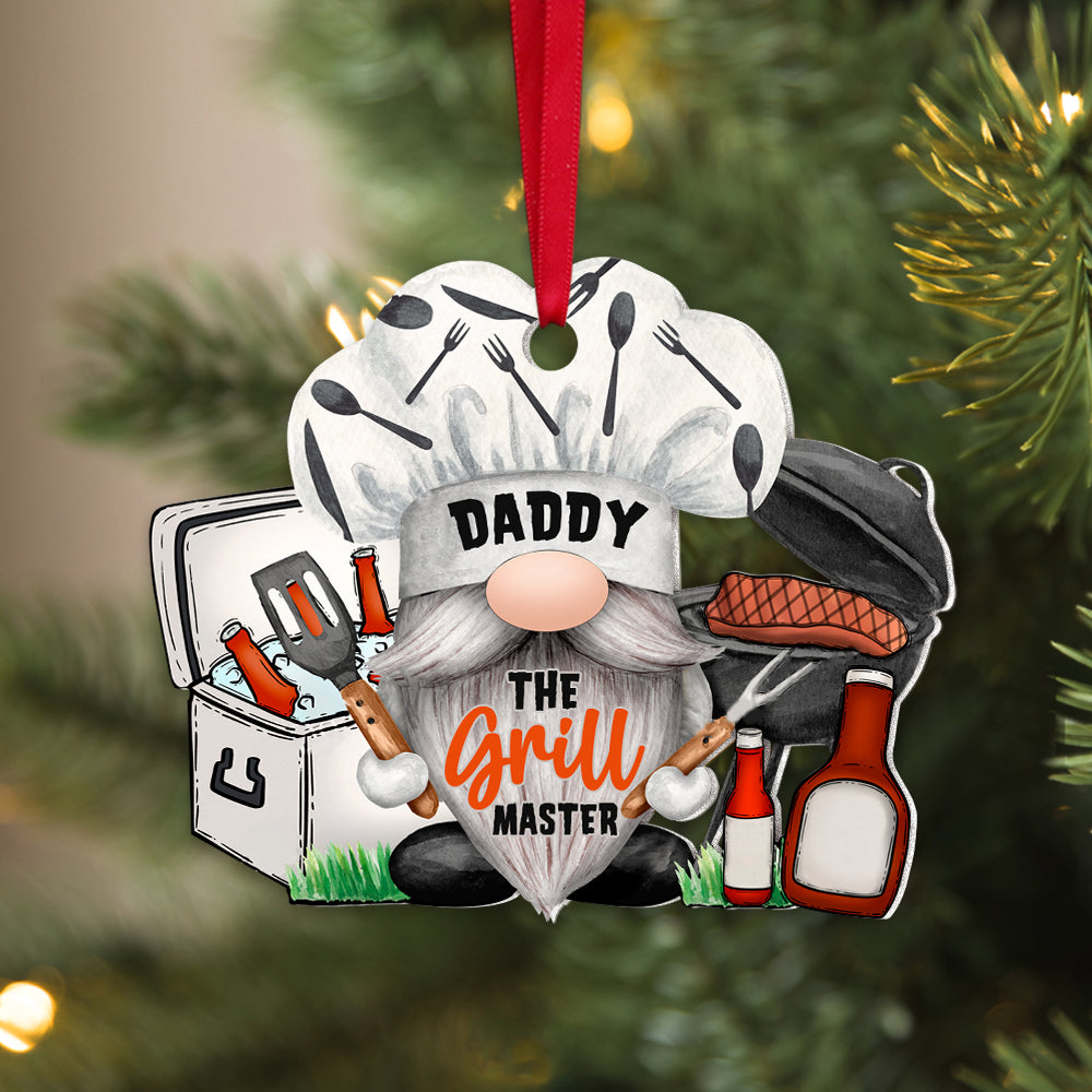 Daddy - The Grill Master, Personalized Grill Gnome Acrylic Ornament, Christmas Gift For Family - Ornament - GoDuckee