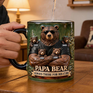 Strong Protective Bear Dad Magic Mug, Personalized Gifts For Dad 03qhtn200526 - Coffee Mug - GoDuckee