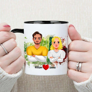 Personalized Gifts For Couple Love Football Sport Accent Mug 04XQLU221024 - Coffee Mug - GoDuckee