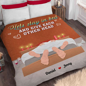Lets Stay In Bed, Couple Gift, Personalized Blanket, Naughty Couple Blanket - Blanket - GoDuckee