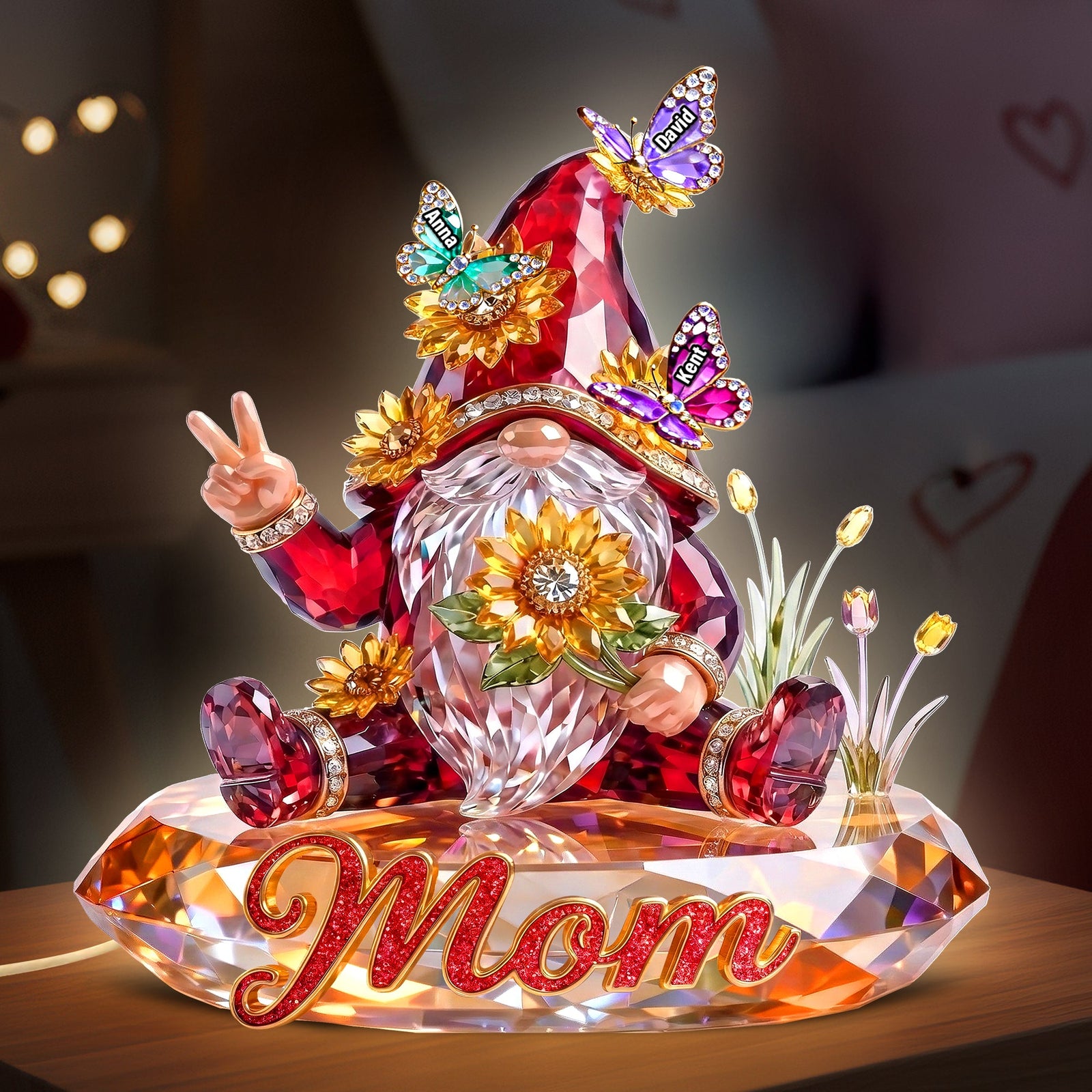 Whimsical Gnome Mom Acrylic Light Box, Personalized Mother's Day Gift 02QHQN110426 - Light Box - GoDuckee