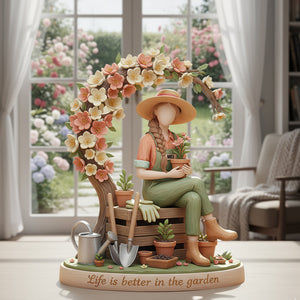 Gardening Girl Acrylic Plaque - Personalized Gifts 02pglu051225 - Shaped Plaques - GoDuckee
