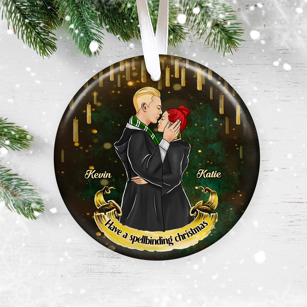 Have A Spellbinding Christmas 05HUDT301023TM Personalized Ornament, Kissing Couple Gifts - Ornament - GoDuckee