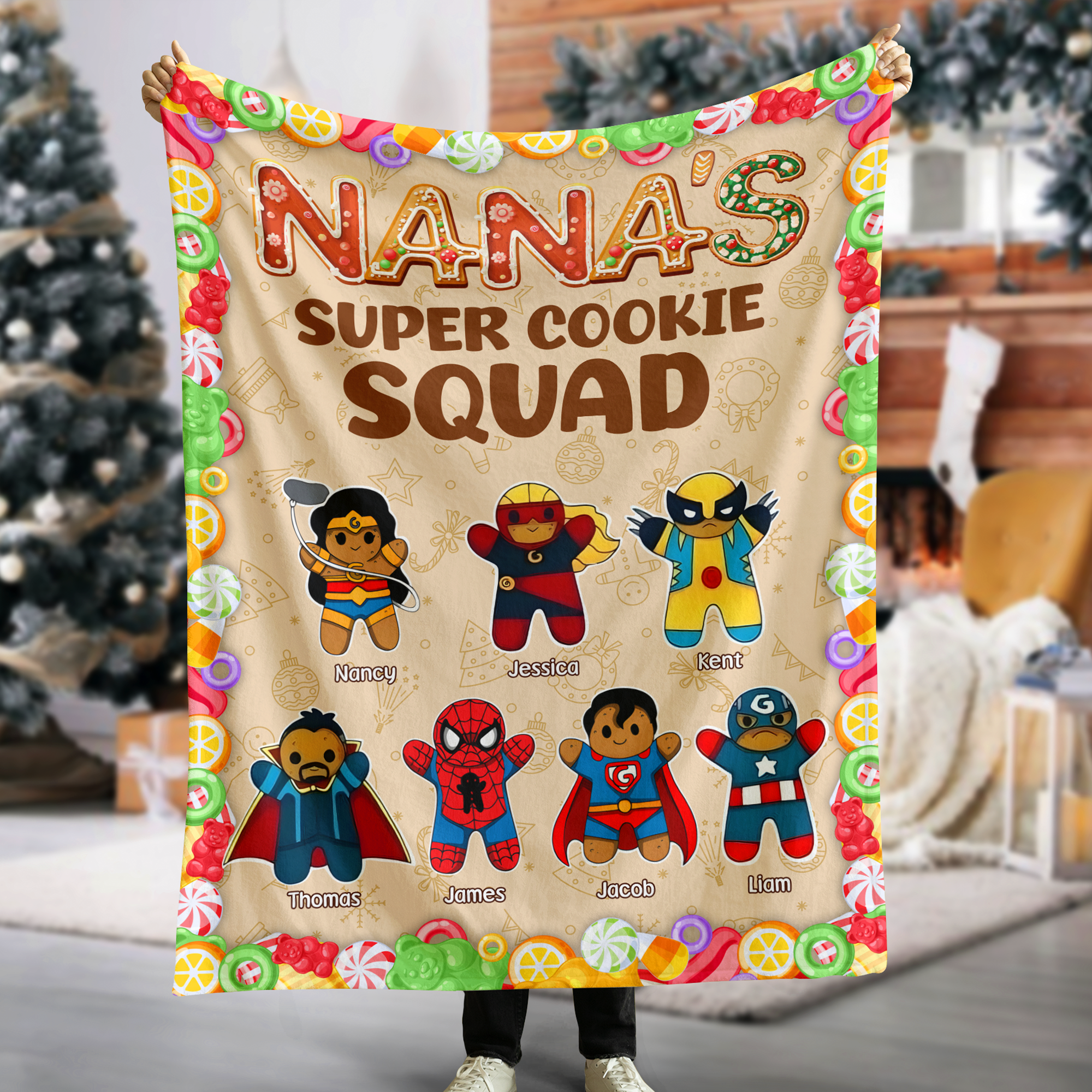 Personalized Christmas Gifts For Grandma Blanket, Super Cookie Squad 02kapu111024 - Blanket - GoDuckee