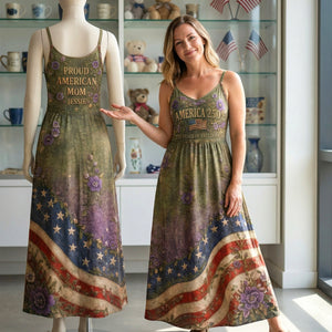 Proud American Mom - Celebrated America 250th Anniversary Suspender Maxi Dress - Personalized Gifts For Moms 04toqn070426 - Dress - GoDuckee