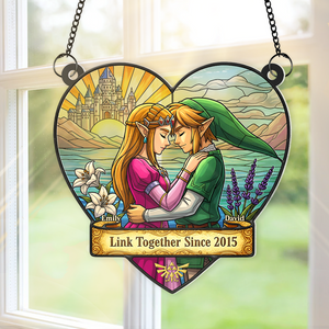 Couple Link Window Hanging Suncatcher Ornament - Personalized Gifts For Couple 02napu110625 - Ornament - GoDuckee