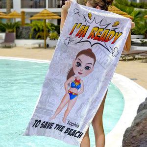 I'm Ready To Save The Beach-Personalized Beach Towel- Gifts For Friends- Friends Beach Towel-01htqn200723pa - Beach Towel - GoDuckee