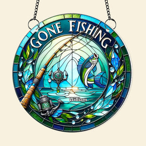 Personalized Gifts For Fishing Lovers, Gone Fishing Suncatcher Ornament 10ACDT060924 - Ornament - GoDuckee