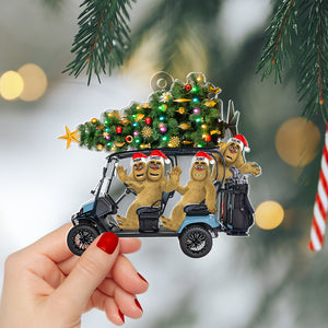 Personalized Gifts For Golf Friends Christmas Ornament, Bigfoot Riding Golf Cart 031qhtn240924 - Ornament - GoDuckee