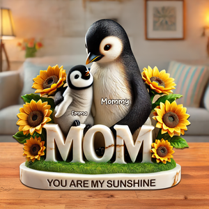 Penguin Mom Plaque - Personalized Gifts For Mom 01hupu210425 - Shaped Plaques - GoDuckee