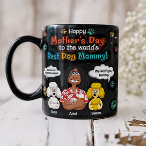 Personalized Gifts For Mom Black Coffee Mug - Dog Mom & Her Furry Babies 03KALU060225PA - Coffee Mug - GoDuckee