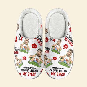 I'm Not Sleeping, I'm Just Resting My Eyes, Funny Custom Dad Face Home Slippers, Gift For Dad - Shoes - GoDuckee