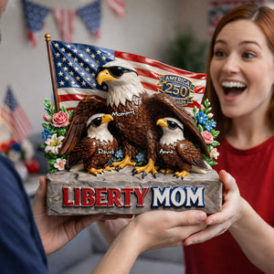 Liberty Eagle Mom Acrylic Plaque - Personalized Gifts For Moms 01tylu020326 - Shaped Plaques - GoDuckee