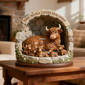 Highland Cow Family Acrylic Plaque - Personalized Gifts For Mom 03KILU050226 - Shaped Plaques - GoDuckee