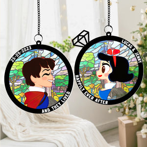 Personalized Christmas Gifts For Matching Couple Suncatcher Ornament 04natn270824 - Ornament - GoDuckee