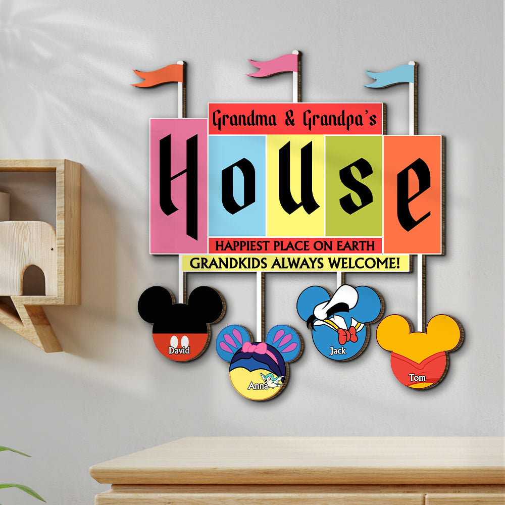 Personalized Gifts For Grandparents Wood Sign Happiest Place On Earth Grandkids Always Welcome 05QHTN240124 - Wood Signs - GoDuckee