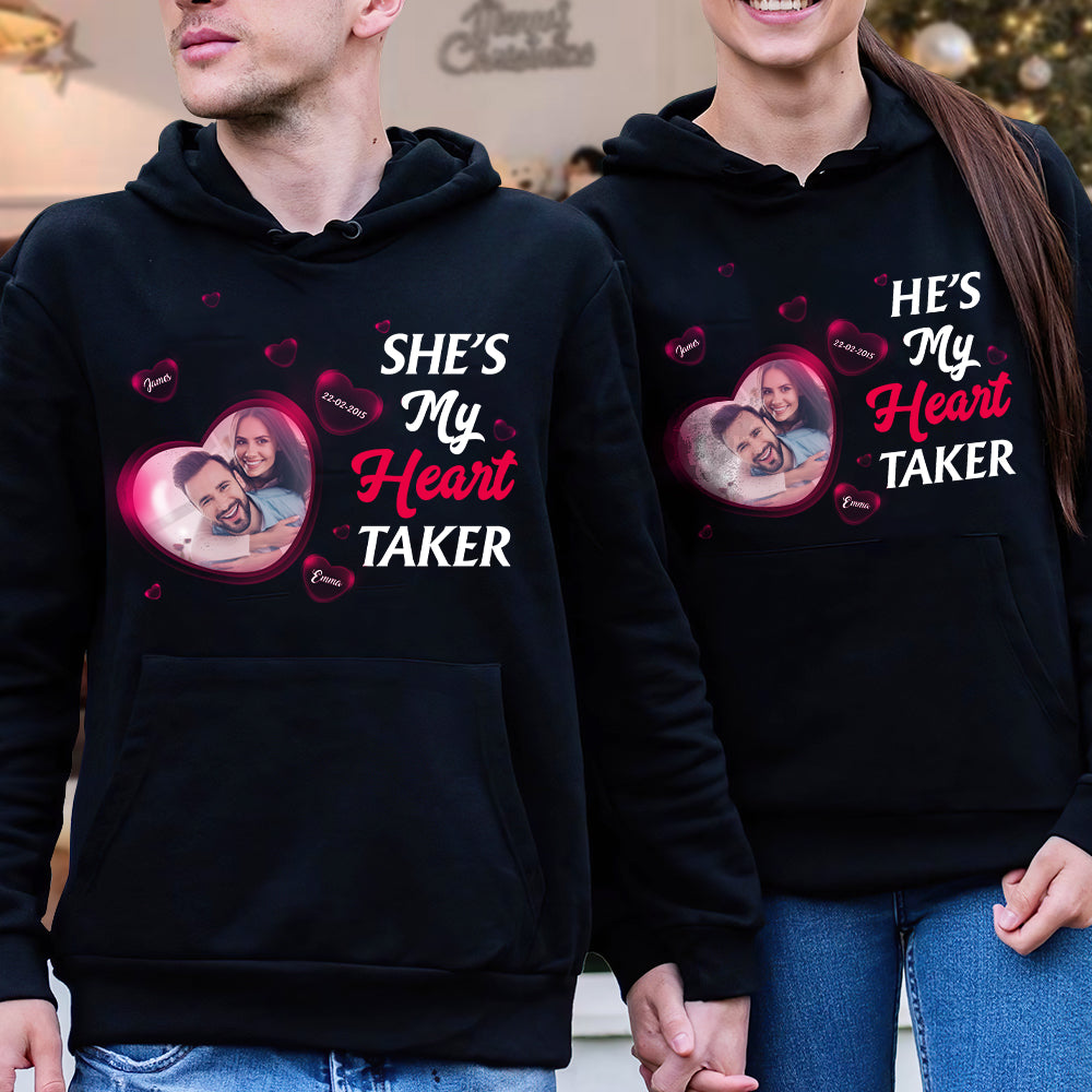 My Heart Taker, Personalized Couple Shirts GRER2005, Couple's Matching Shirts With Upload Image - Shirts - GoDuckee