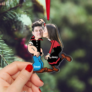 Custom Photo Kissing Couple 01KATN171123 Ornament, Christmas Ornament, Couple Gifts - Ornament - GoDuckee