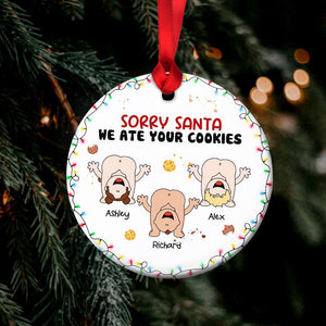 Sorry Santa, We Ate Your Cookie, Gift For Kids, Personalized Ceramic Ornament, Baby Butt Ornament, Christmas Gift - Ornament - GoDuckee