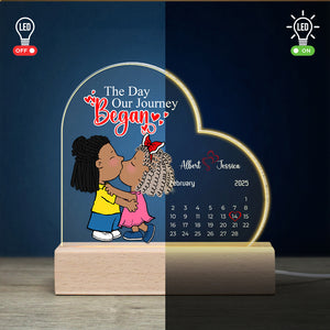 Personalized Gifts For Couples LED Light Calendar Kissing Cartoon Couples 05KALU211224HG - Led Night Light - GoDuckee