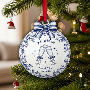 Happily Engaged Couple Ornament - Personalized Christmas Gifts For Couples 01PGLU060925 - Ornament - GoDuckee