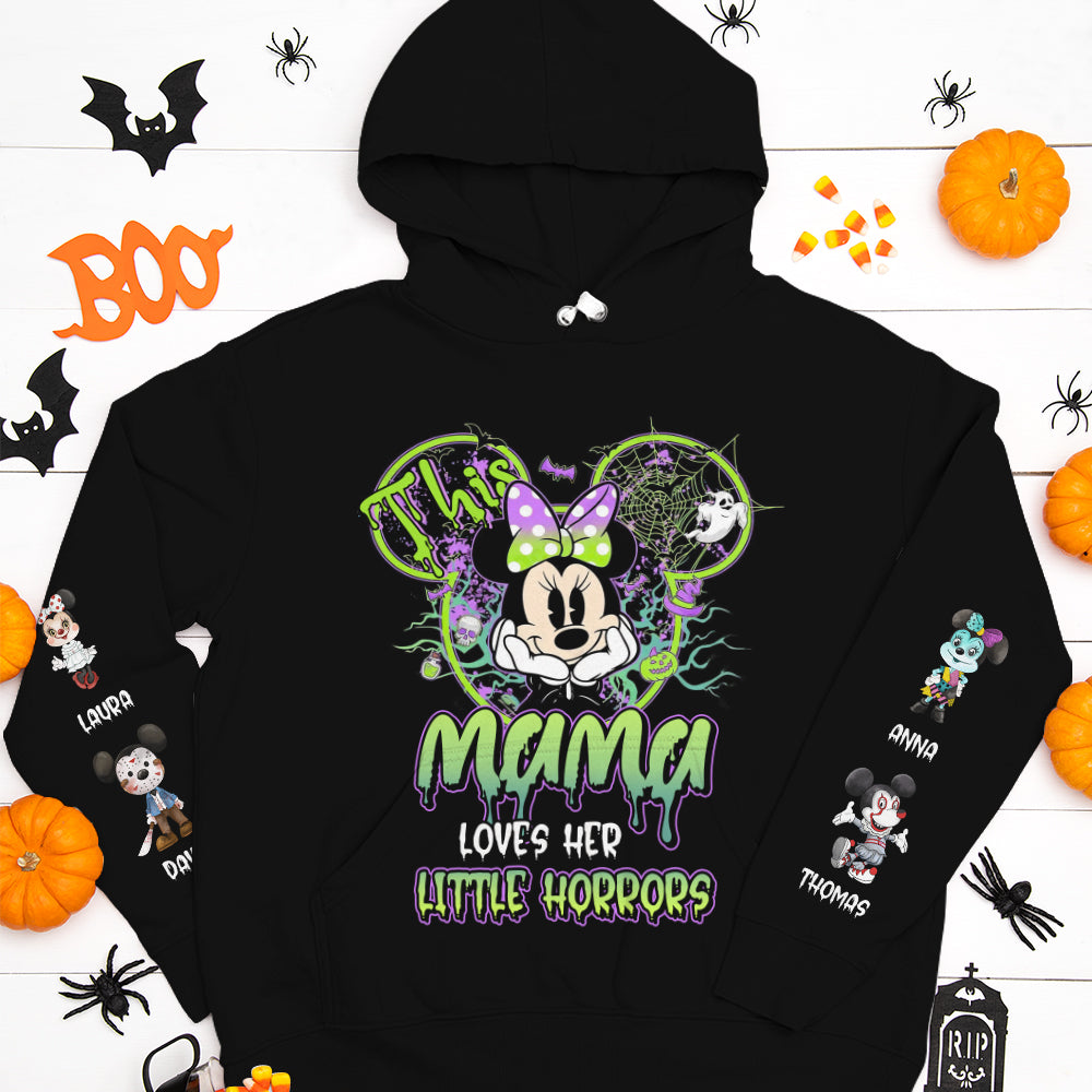 Personalized Gifts For Mom Shirt, Spooky Mama With Her Little Horrors 01qhdt140824hh - AOP Products - GoDuckee