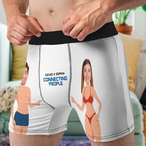 Custom Face Couple, Personalised Funny Boxer, Valentine's Day Gift for Wife or Husband - Boxer Briefs - GoDuckee