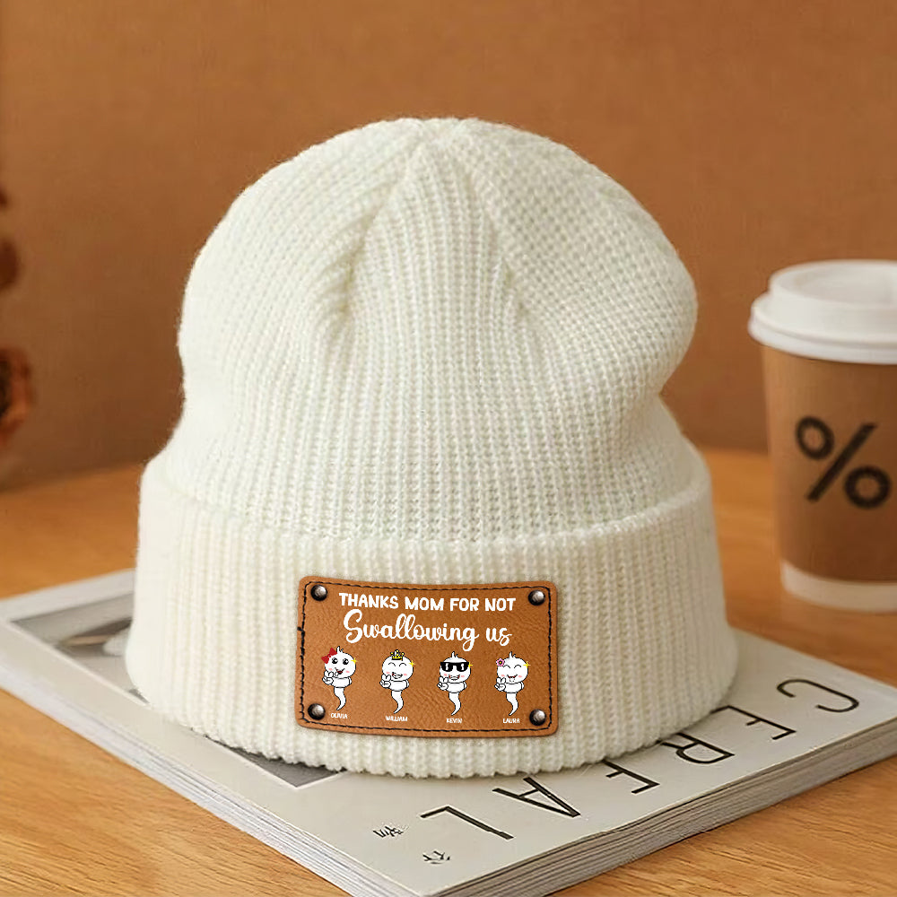 Personalized Gifts For Mom Knitted Hat Thanks For Not Swallowing Me Mother's Day Gifts - Hat - GoDuckee