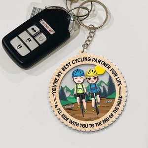I'll Ride With You To The End Of The Road, Personalized Keychain, Valentine Gifts, Couple Gifts - Keychains - GoDuckee