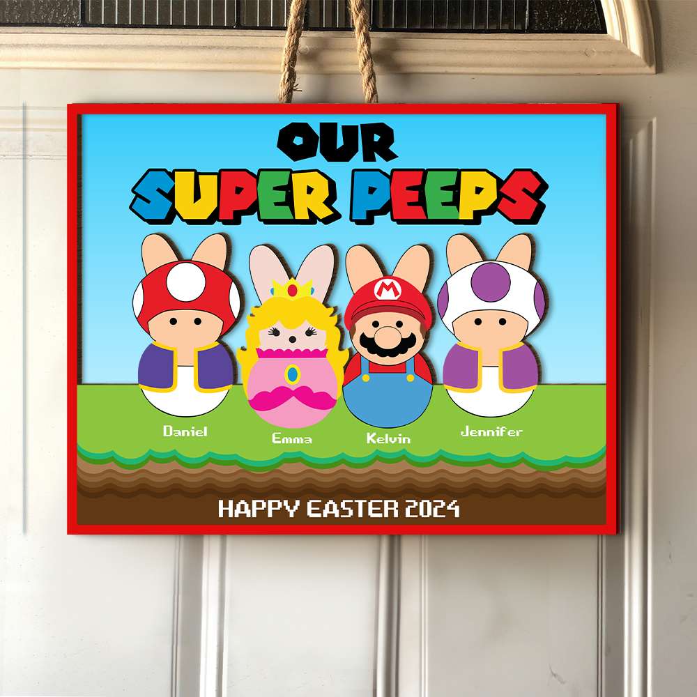 Personalized Gifts For Easter Day Wood Sign Our Super Peeps 01OHHN210224 - Wood Signs - GoDuckee
