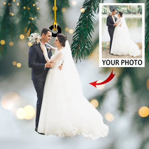 Custom Photo Gifts For Couple, Upload Wedding Photo Christmas Ornament 18pgvp140924 - Ornament - GoDuckee