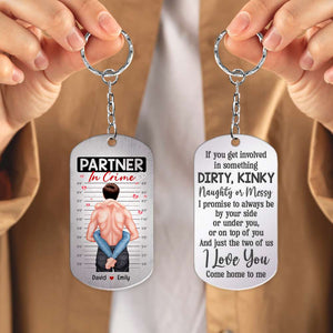 Personalized Gifts For Couple Stainless Steel Engraved Keychain Partner In Crime - Keychains - GoDuckee
