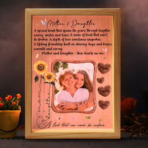 Custom Photo Gifts For Mom Light Frame Mom And Daughters Their Hearts As One Mother's Day Gifts - Canvas Print - GoDuckee