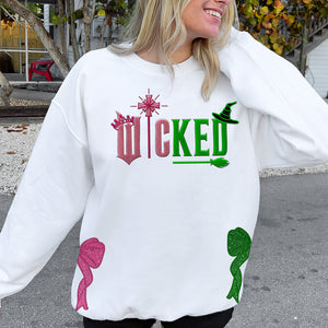 Glitter Embroidered Sweatshirt with Side Bow - Gift for Wick 236acxx260824 - Shirts - GoDuckee