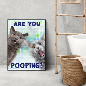 Custom Photo Gifts For Cat Lovers Canvas Print 02hupu050824 Funny Cats Bathroom Art - Poster & Canvas - GoDuckee