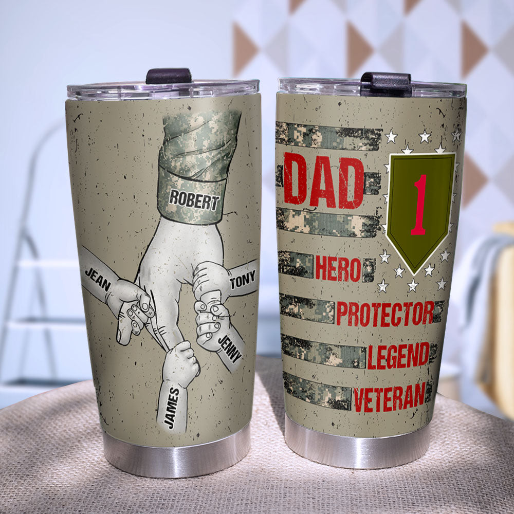 Dad Hero Protector Personalized Tumbler Cup, Gift For Veteran Dad-5OHPO080523 - Tumbler Cup - GoDuckee