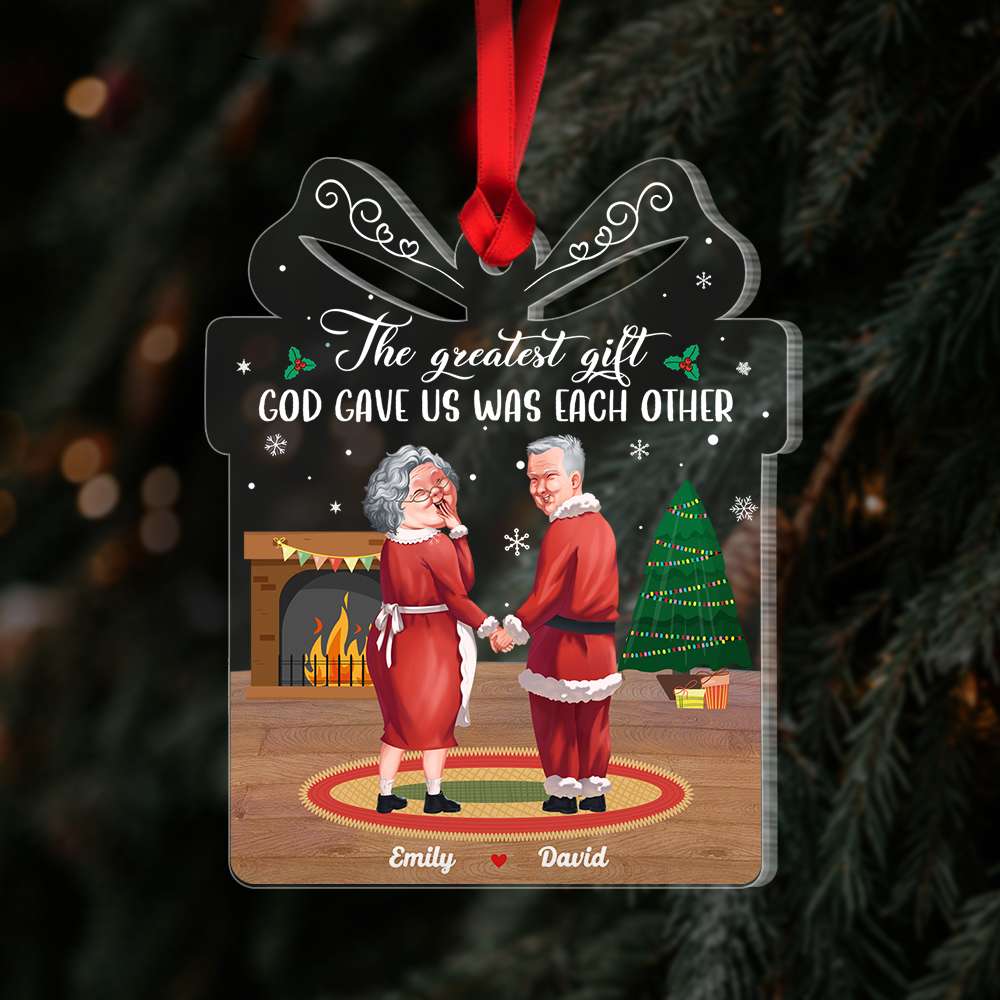 The Greatest Gift, Couple Gift Personalized Acrylic Ornament, Old Couple Ornament, Christmas Gift - Ornament - GoDuckee